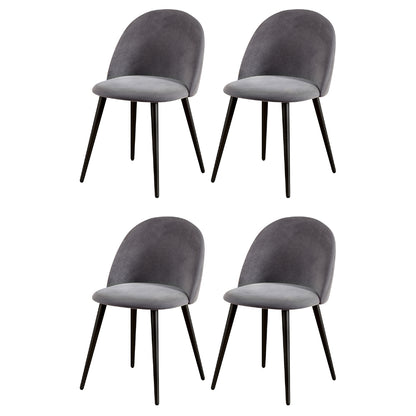 Set of 4 Velvet Solid Dining Chairs Curved - Dark Grey