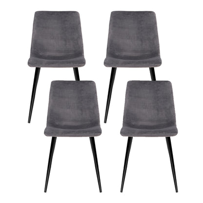Set of 4 Velvet Horizontal Dining Chairs Slope - Grey