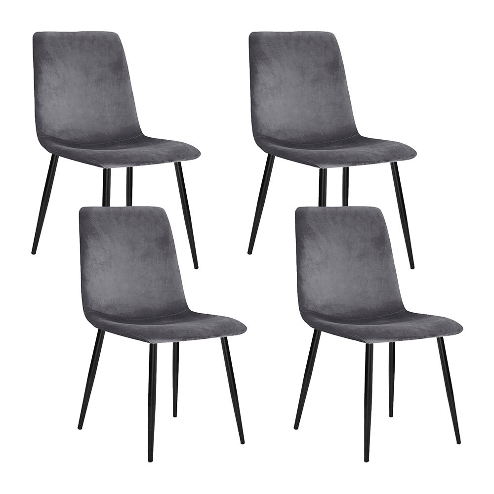 Set of 4 Velvet Horizontal Dining Chairs Slope - Grey