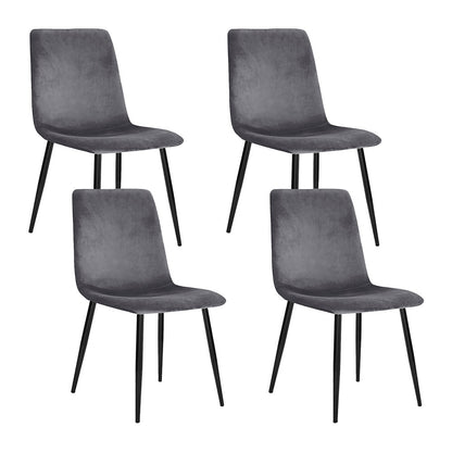 Set of 4 Velvet Horizontal Dining Chairs Slope - Grey