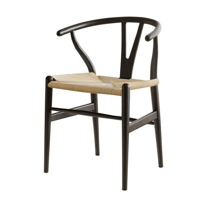 Wishbone Dining Chair Wooden - Rattan Black