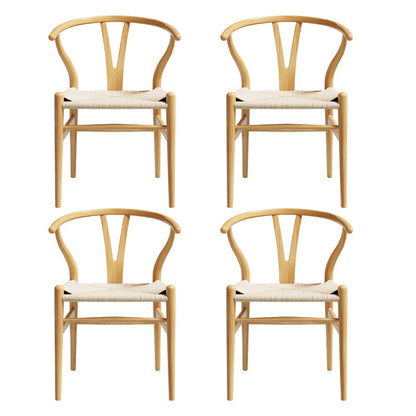Set of 4 Wishbone Dining Chairs Wooden - Rattan Natural