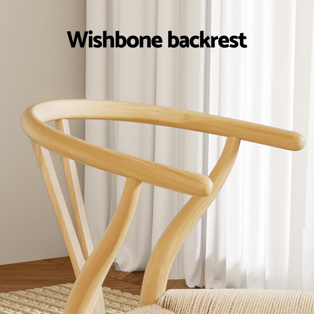Set of 6 Wishbone Dining Chairs Wooden - Rattan Natural