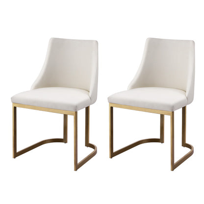 Set of 2 Balen Dining Chairs Linen Fabric Frame - Beige