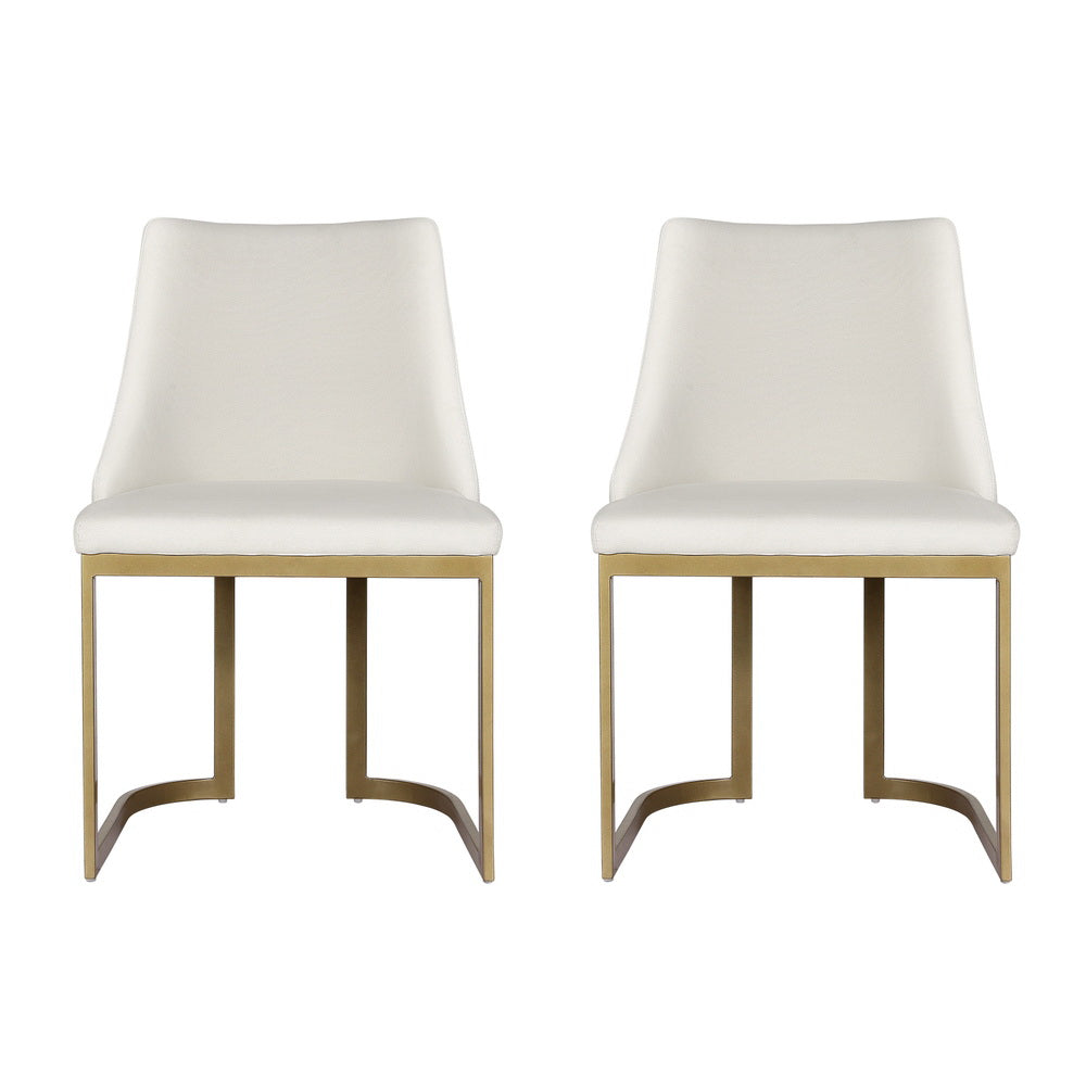 Set of 2 Balen Dining Chairs Linen Fabric Frame - Beige