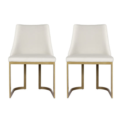 Set of 2 Balen Dining Chairs Linen Fabric Frame - Beige