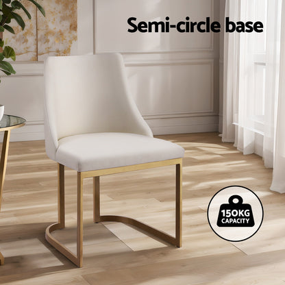 Set of 2 Balen Dining Chairs Linen Fabric Frame - Beige