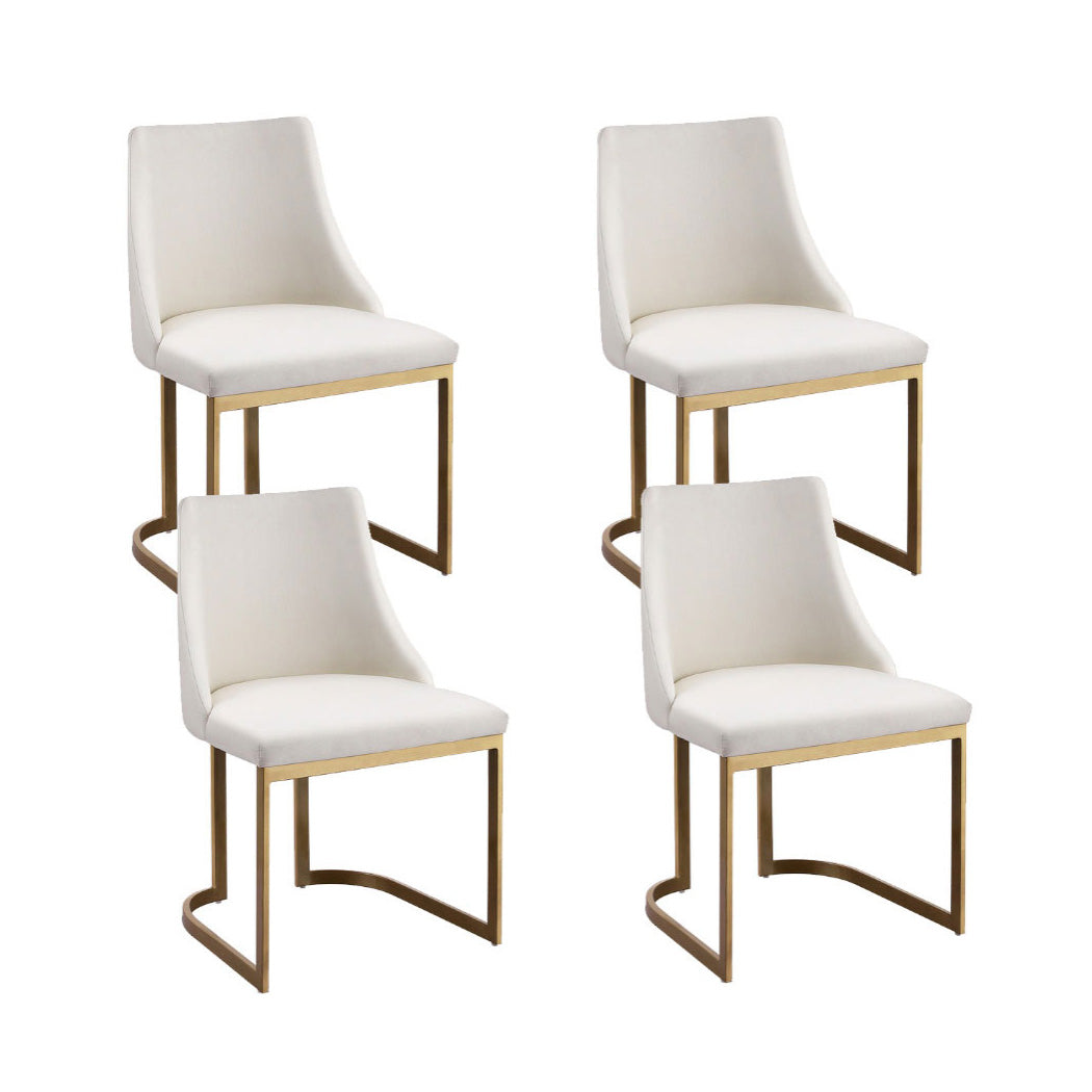 Set of 4 Balen Dining Chairs Linen Fabric Frame - Beige