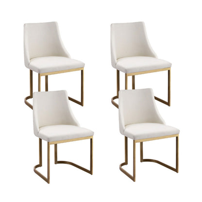 Set of 4 Balen Dining Chairs Linen Fabric Frame - Beige