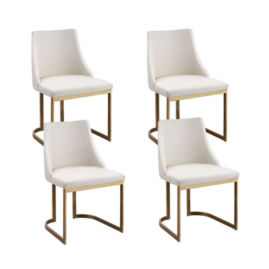 Set of 4 Balen Dining Chairs Linen Fabric Frame - Beige