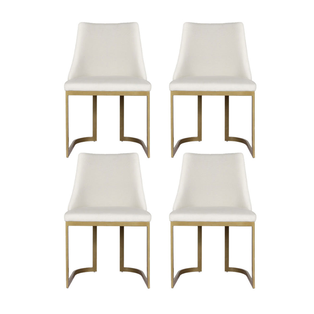Set of 4 Balen Dining Chairs Linen Fabric Frame - Beige