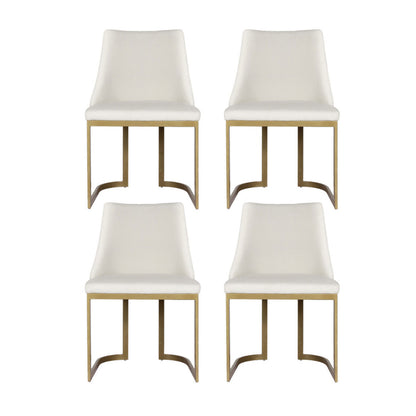Set of 4 Balen Dining Chairs Linen Fabric Frame - Beige