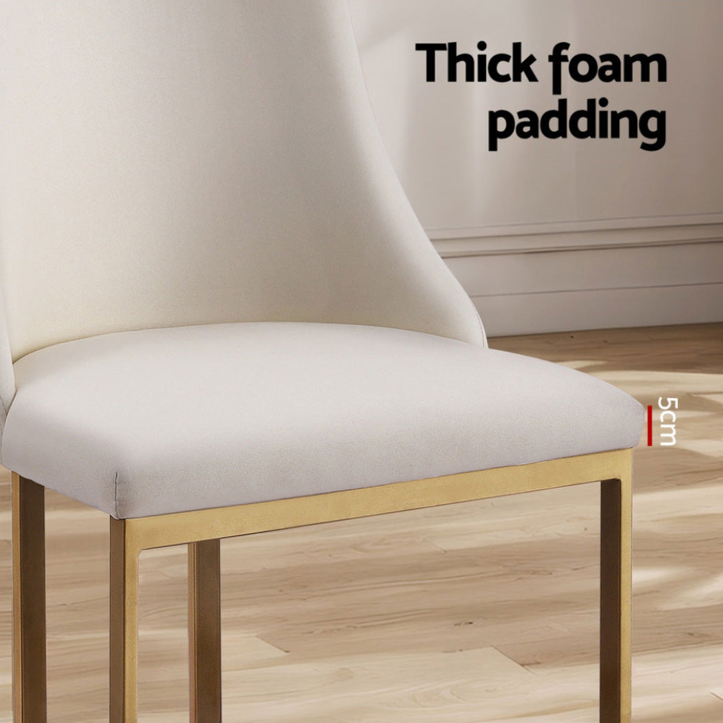 Set of 4 Balen Dining Chairs Linen Fabric Frame - Beige