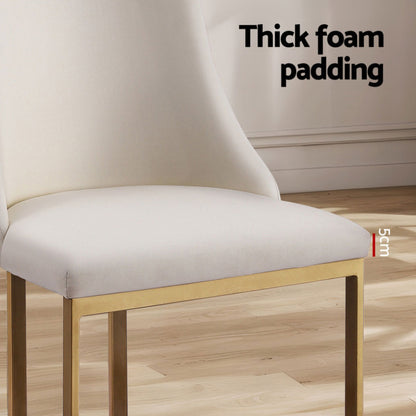 Set of 4 Balen Dining Chairs Linen Fabric Frame - Beige