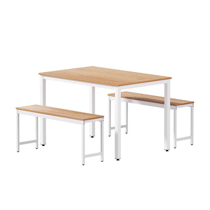 3PCS Dining Table and Chairs Set  - Pine & White