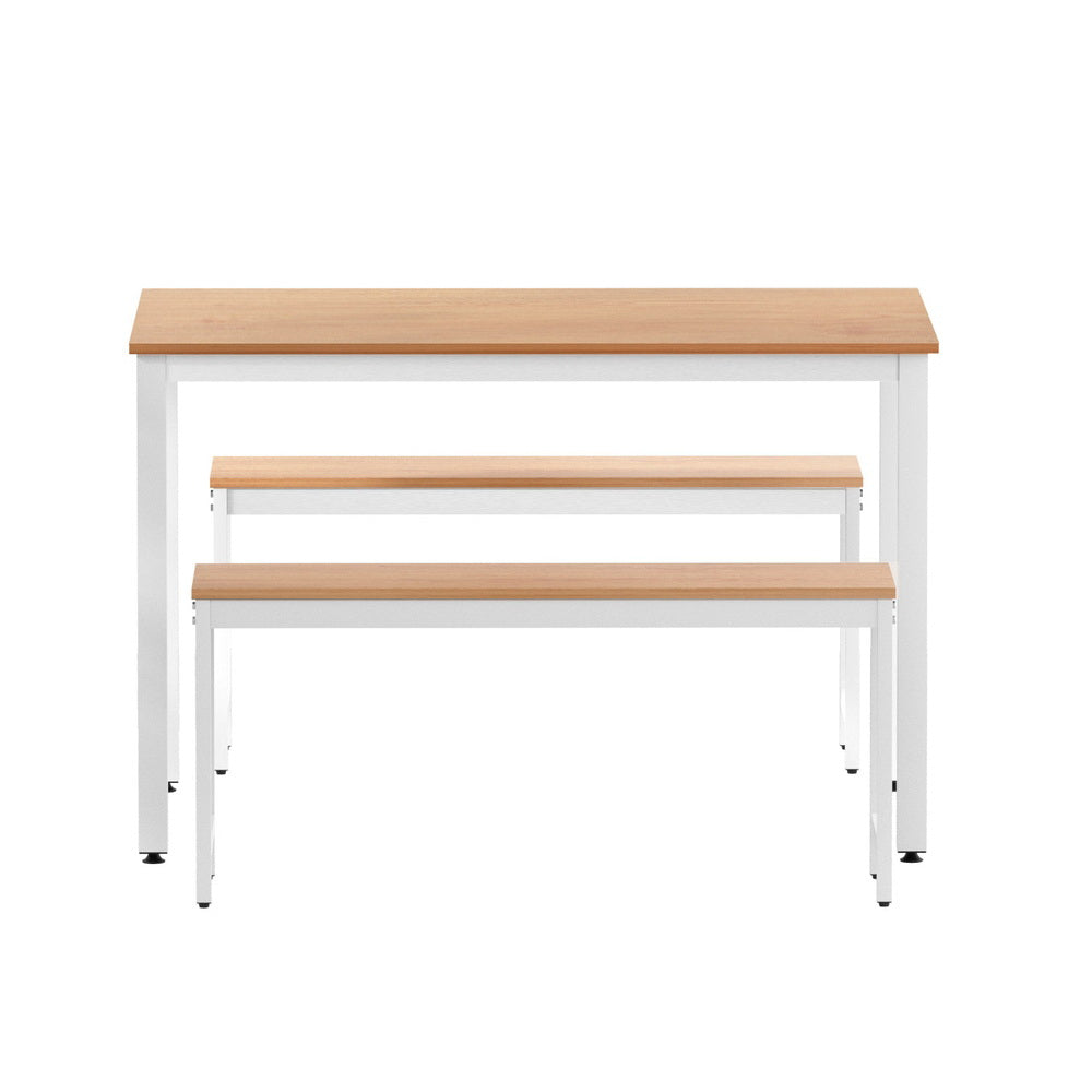 3PCS Dining Table and Chairs Set  - Pine & White