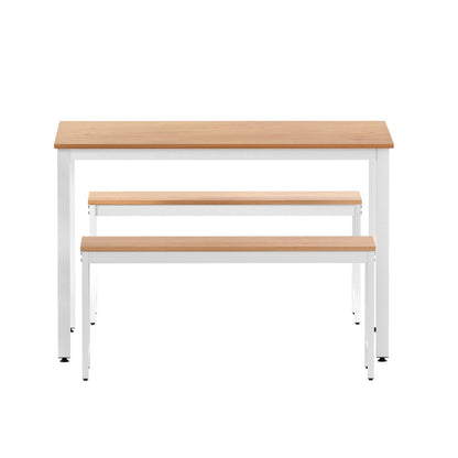 3PCS Dining Table and Chairs Set  - Pine & White