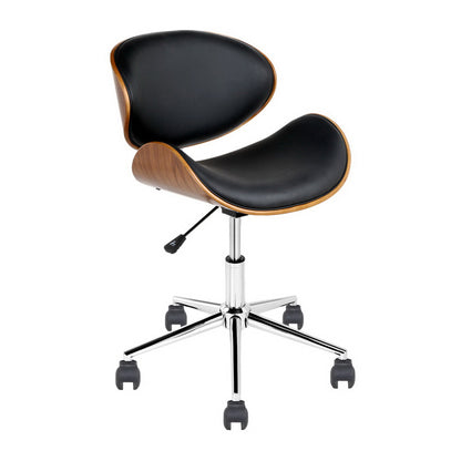 Lacroix Wooden Office Chair Leather Seat - Black