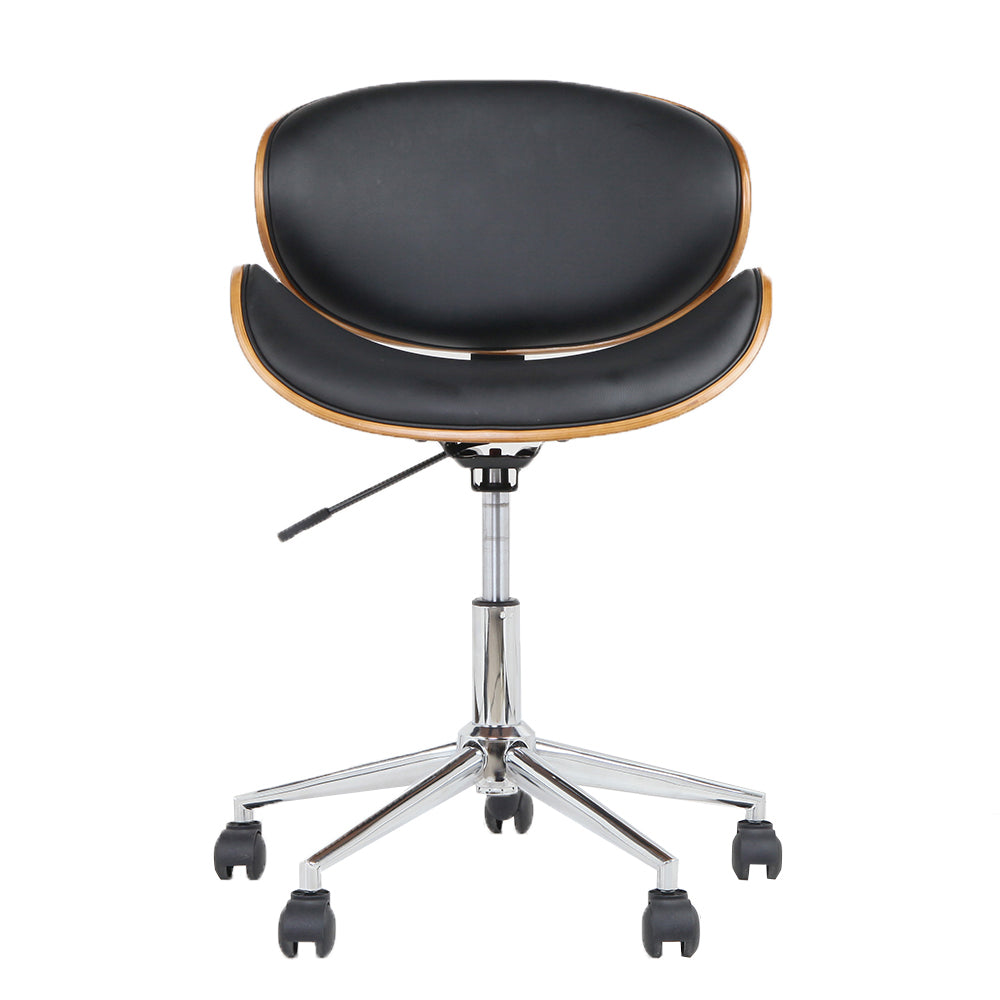 Lacroix Wooden Office Chair Leather Seat - Black