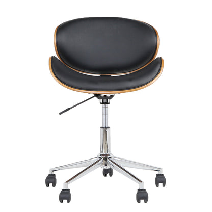 Lacroix Wooden Office Chair Leather Seat - Black