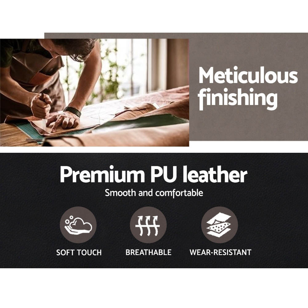 Lacroix Wooden Office Chair Leather Seat - Black