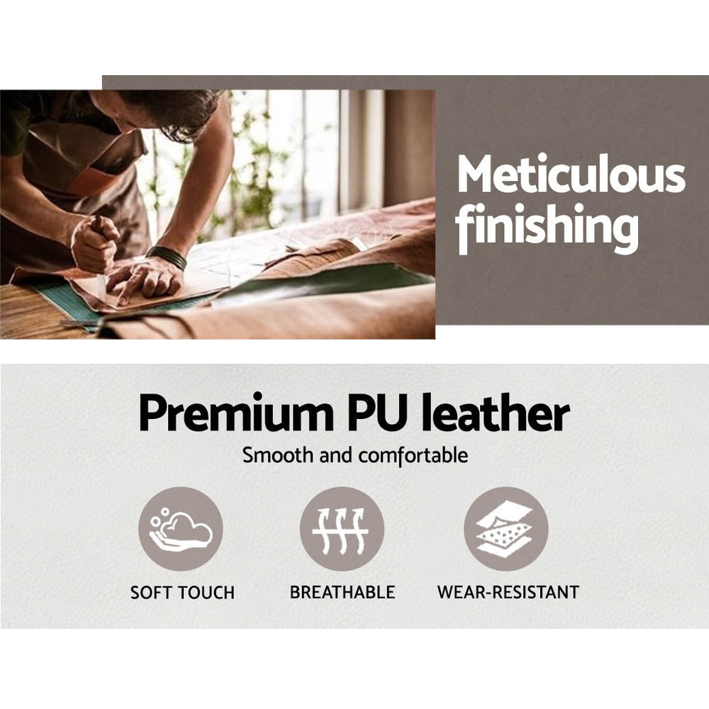 Lacroix Wooden Office Chair Leather Seat - White