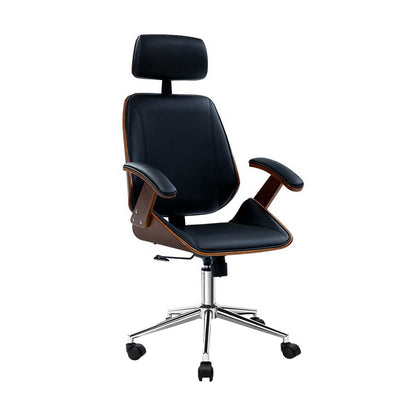 Ashby Wooden Office Chair Leather Seat - Black