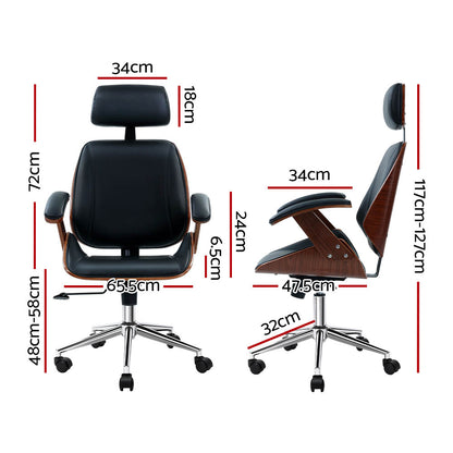 Ashby Wooden Office Chair Leather Seat - Black