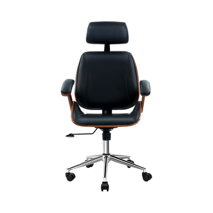 Ashby Wooden Office Chair Leather Seat - Black