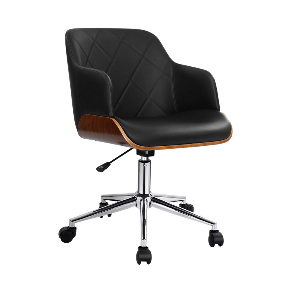 Portia Wooden Office Chair Fabric Seat - Black