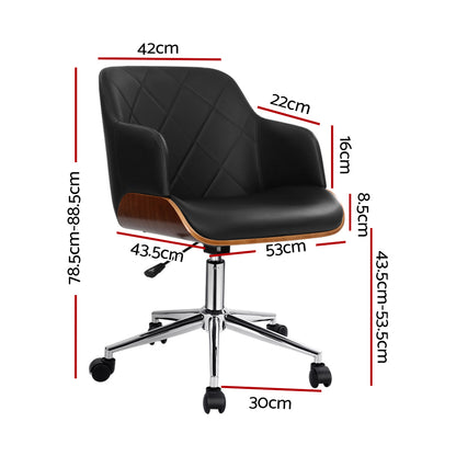 Portia Wooden Office Chair Fabric Seat - Black
