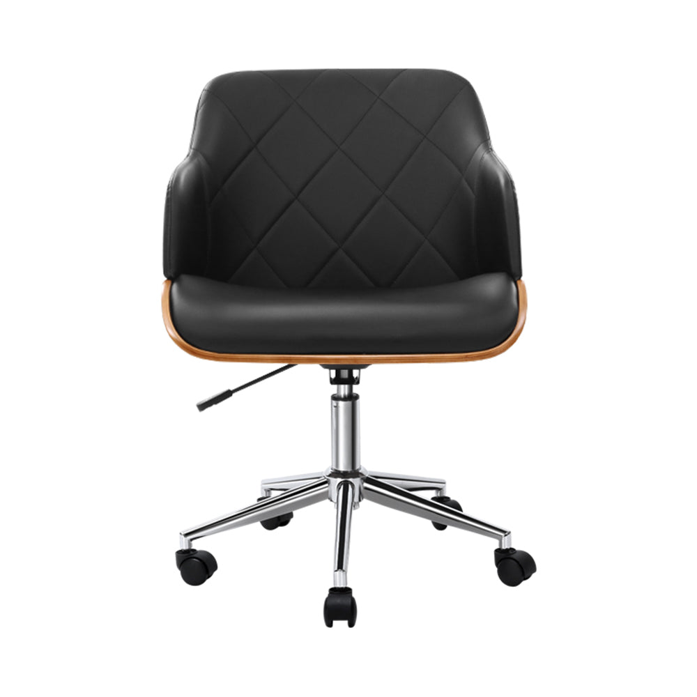 Portia Wooden Office Chair Fabric Seat - Black
