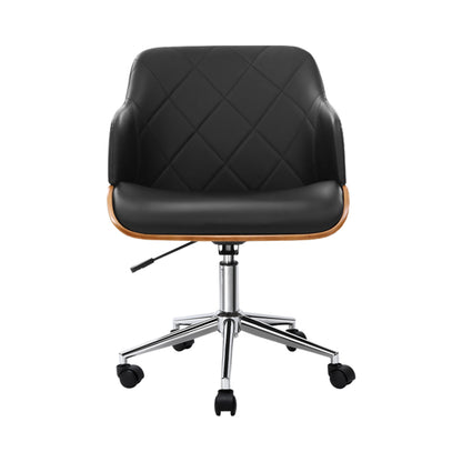 Portia Wooden Office Chair Fabric Seat - Black