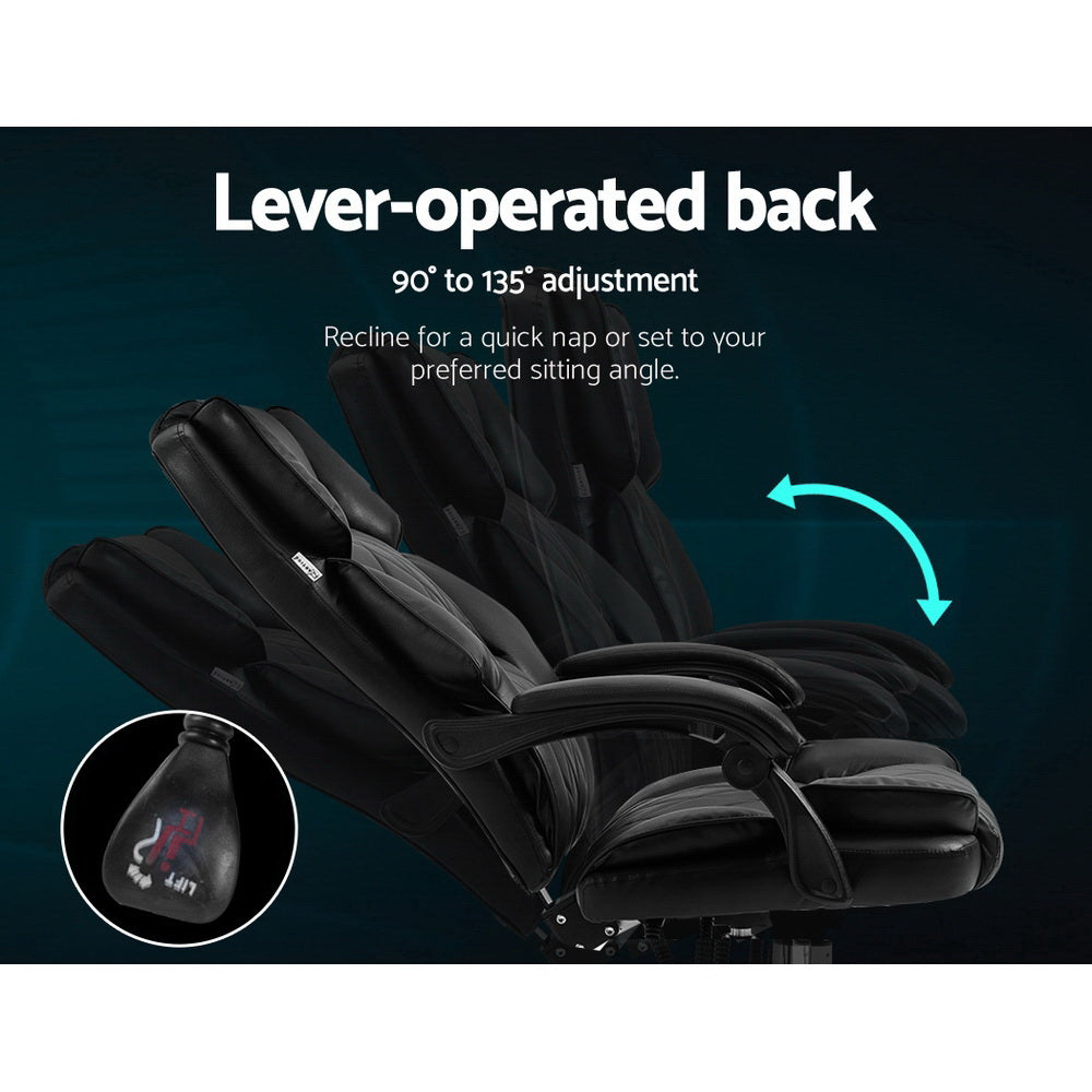 Camelon Executive Office Chair Leather Recliner - Black