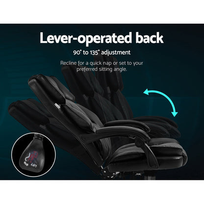 Camelon Executive Office Chair Leather Recliner - Black