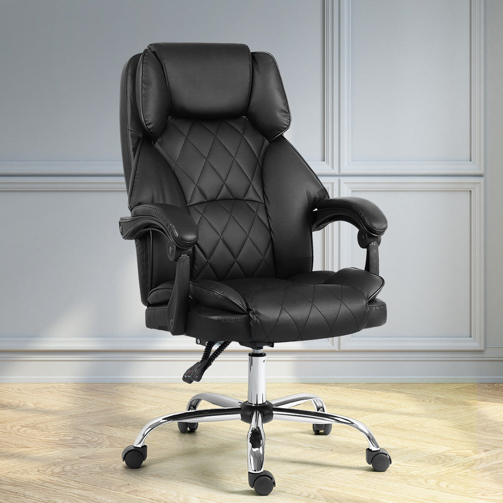 Camelon Executive Office Chair Leather Recliner - Black