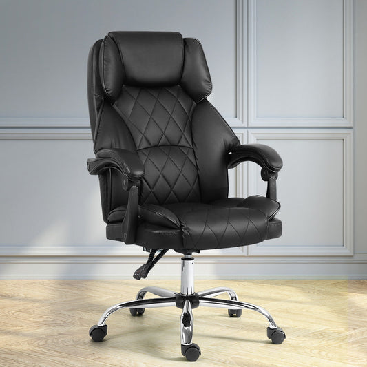 Camelon Executive Office Chair Leather Recliner - Black