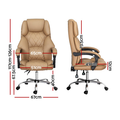 Camelon Executive Office Chair Leather Recliner - Espresso