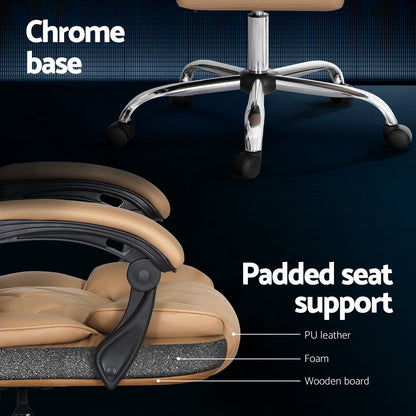 Camelon Executive Office Chair Leather Recliner - Espresso