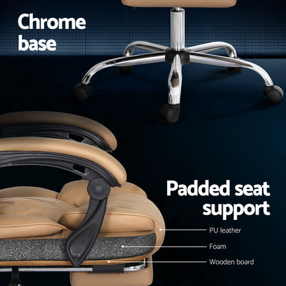 Flexi Executive Office Chair Leather Footrest - Espresso