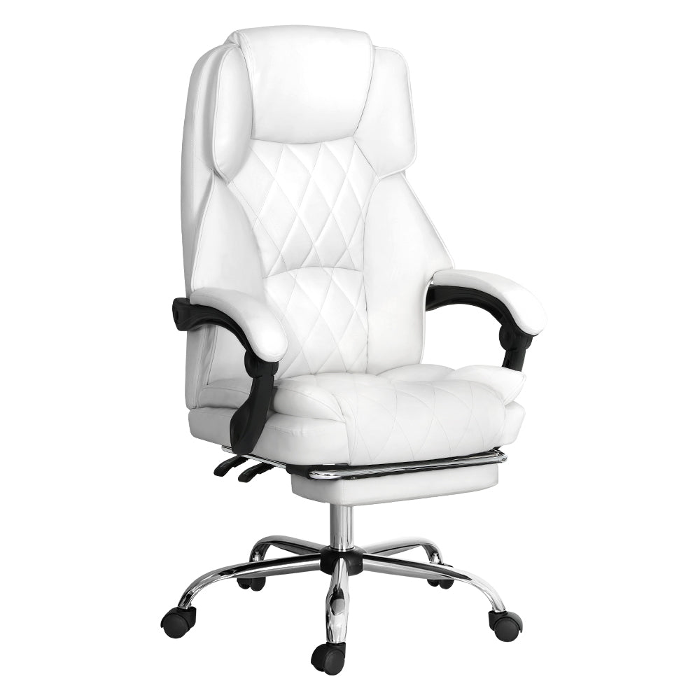 Flexi Executive Office Chair Leather Footrest - White