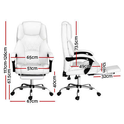 Flexi Executive Office Chair Leather Footrest - White