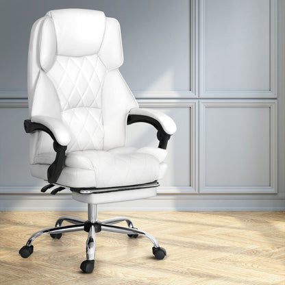 Flexi Executive Office Chair Leather Footrest - White