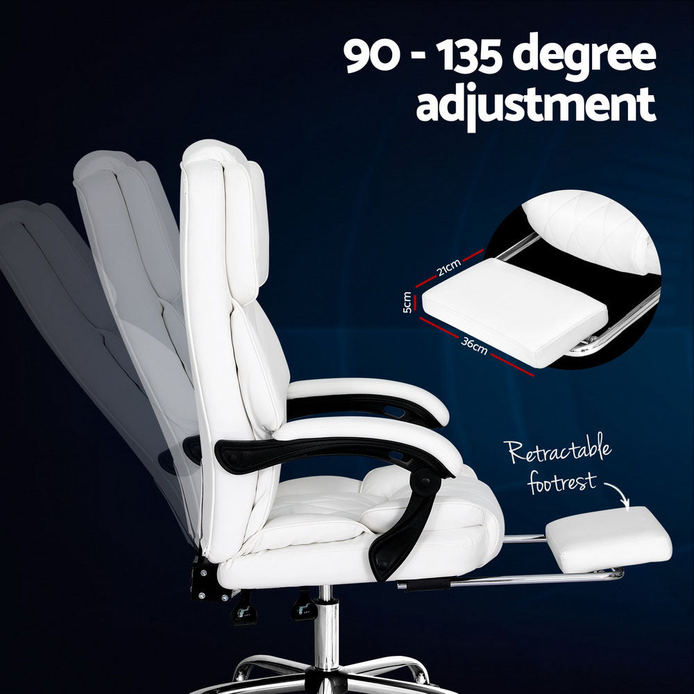 Flexi Executive Office Chair Leather Footrest - White