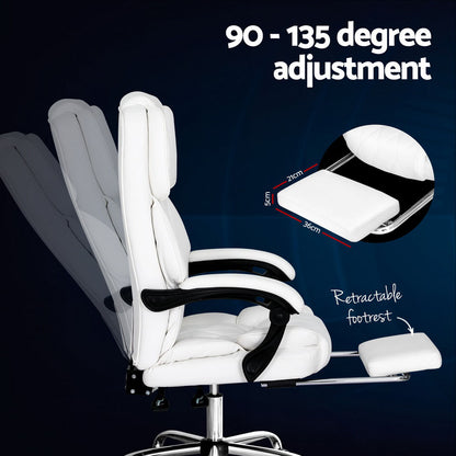 Flexi Executive Office Chair Leather Footrest - White