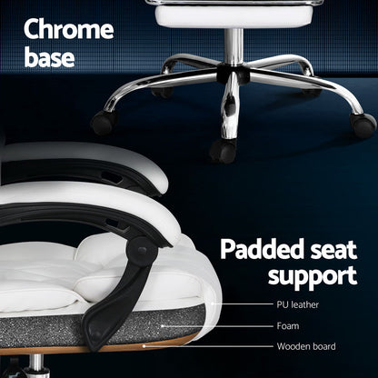 Flexi Executive Office Chair Leather Footrest - White