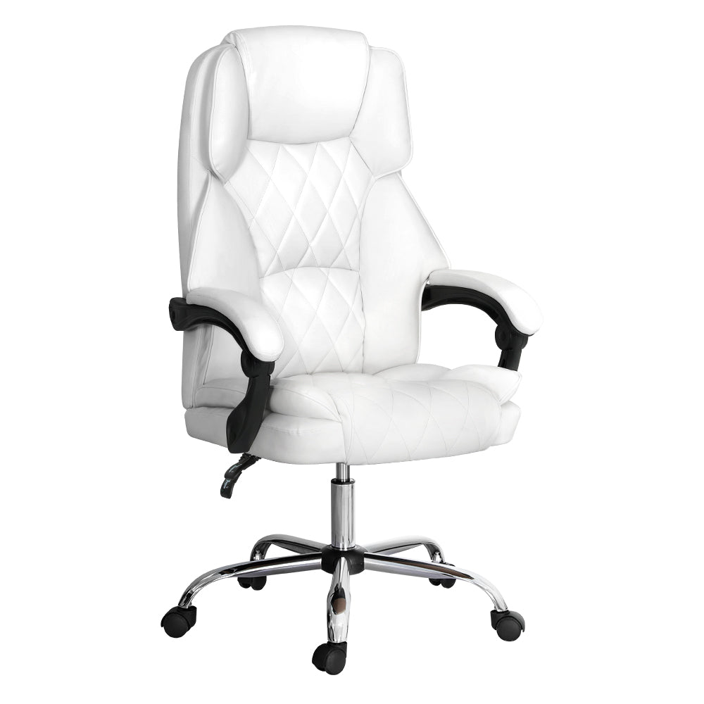 Camelon Executive Office Chair Leather Recliner - White
