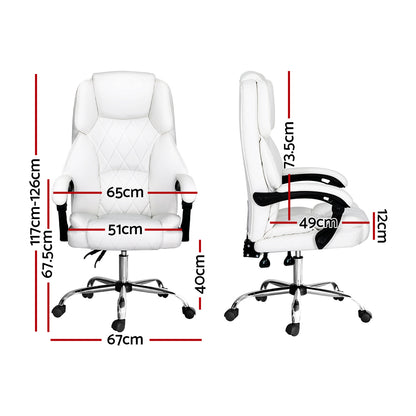 Camelon Executive Office Chair Leather Recliner - White