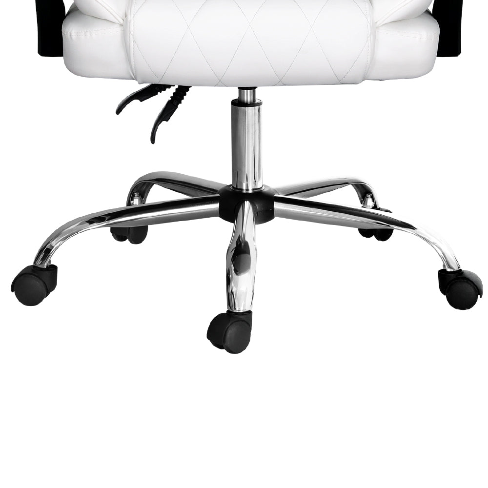 Camelon Executive Office Chair Leather Recliner - White