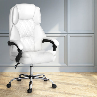 Camelon Executive Office Chair Leather Recliner - White